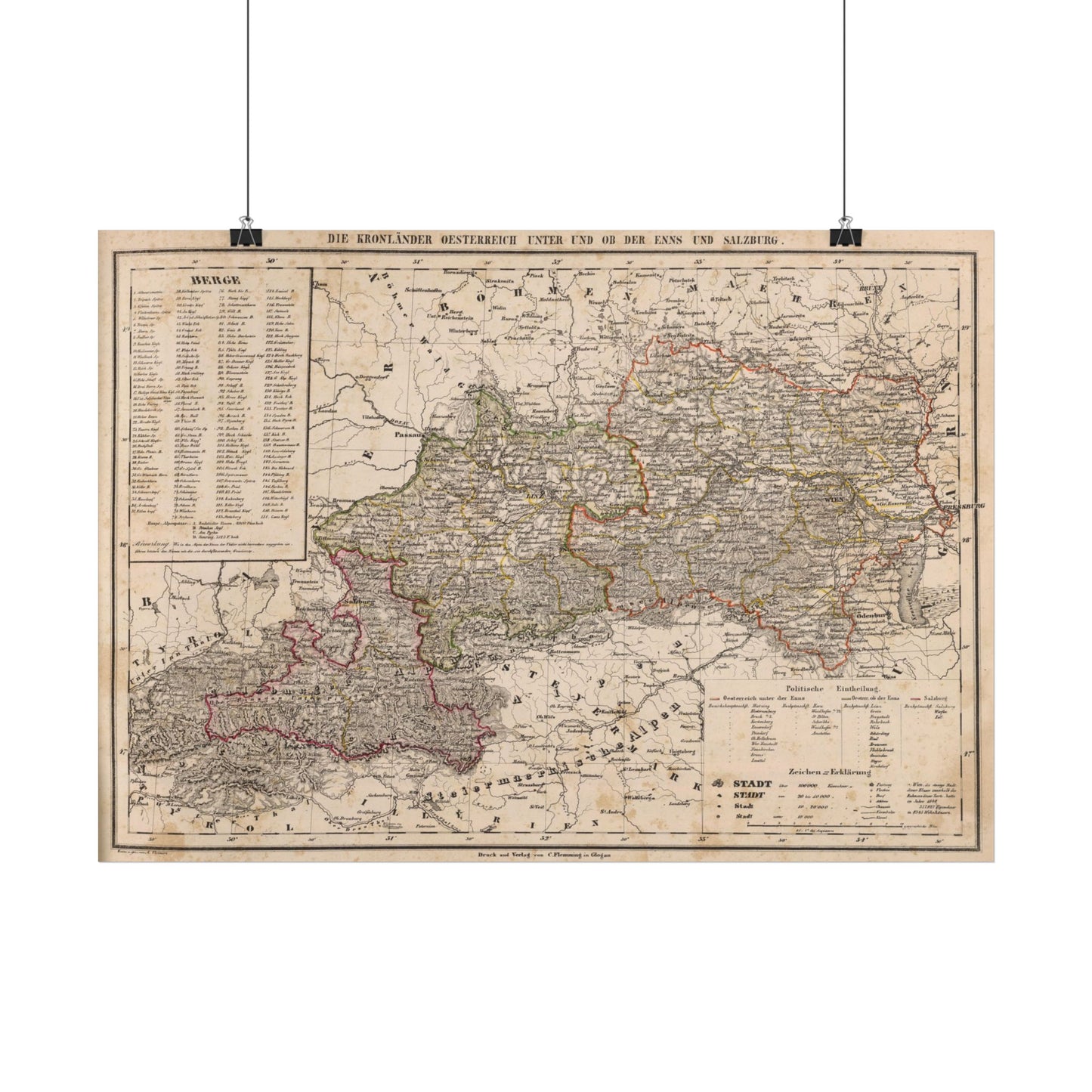 Antique Map of Austria (1855) — Crown Lands of the Habsburg Empire by Carl Flemming