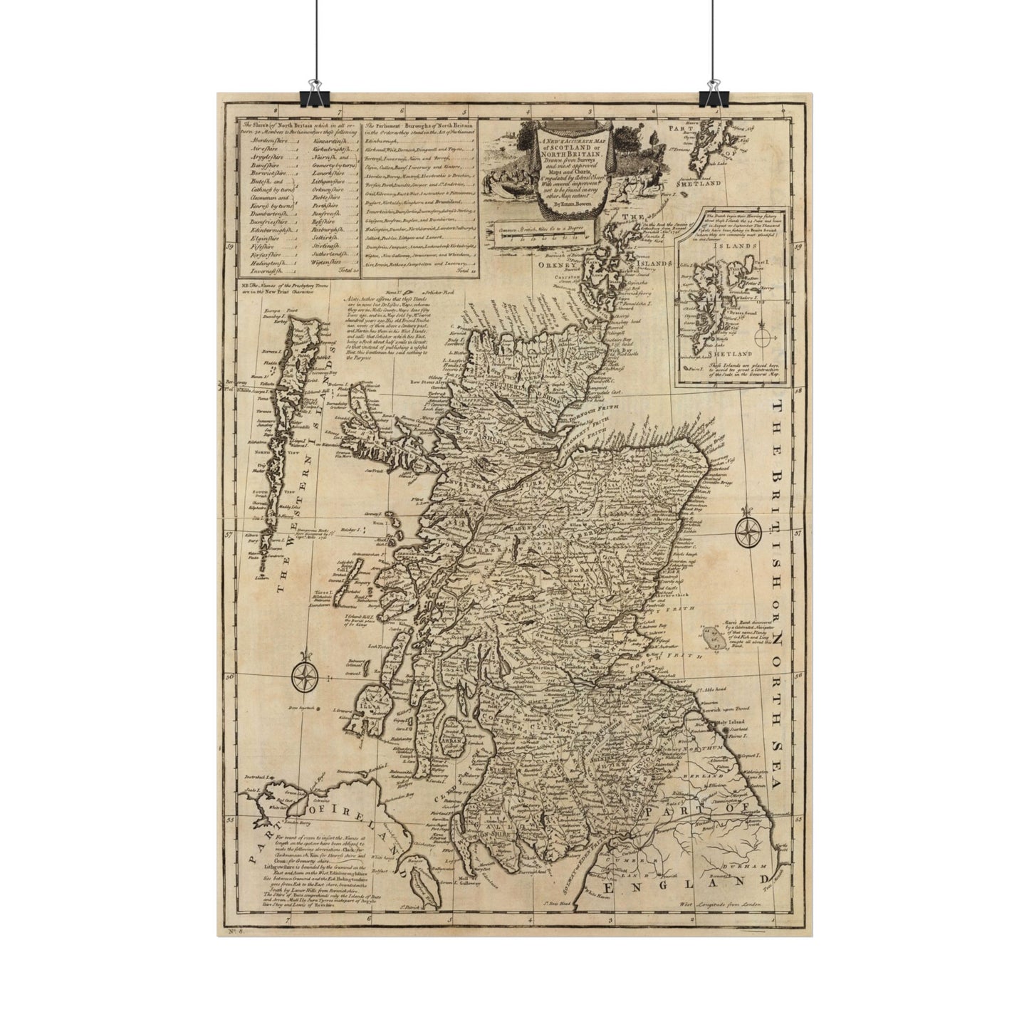 Antique Map of Scotland (1747) — Emanuel Bowen, A Complete System of Geography, London