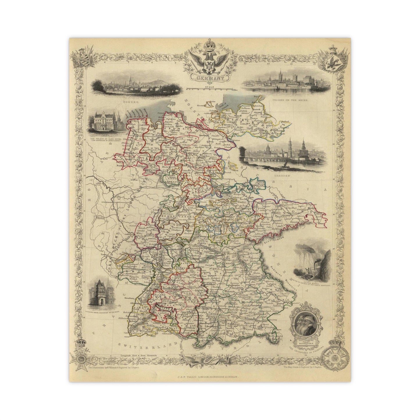 Germany - 1851 Map (Museum Paper Print)