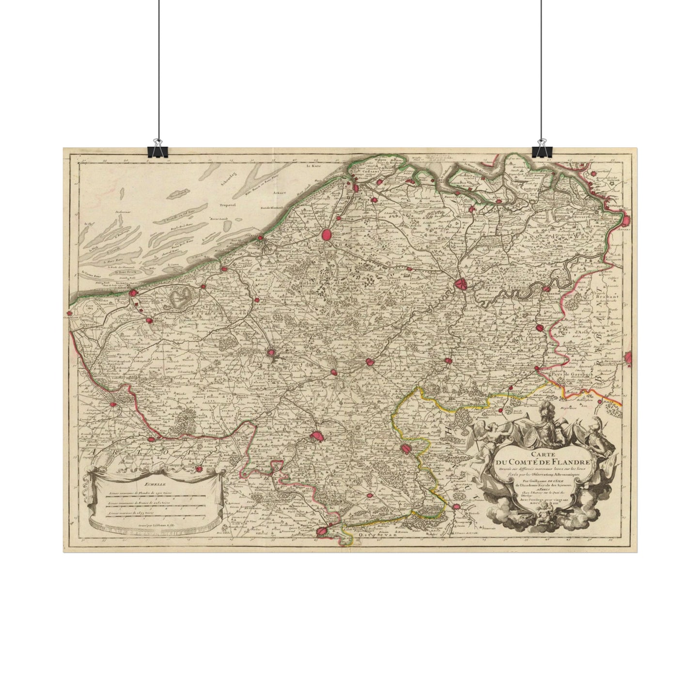 Antique Map of Flanders (1704) — Guillaume de L’Isle, Paris, Comté de Flandre