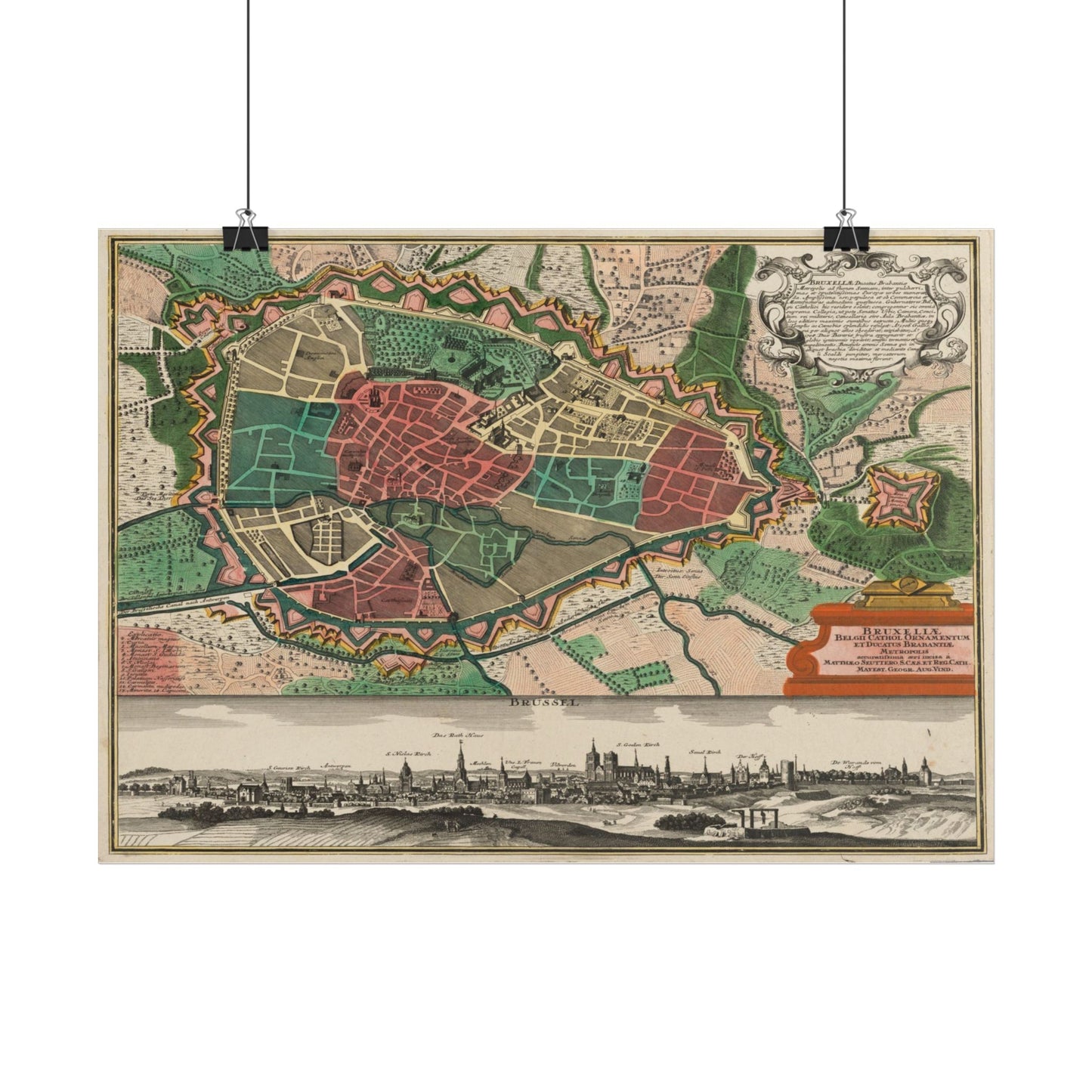 Antique Map of Brussels (1735) — Matthaeus Seutter, Bruxellae Belgii Caput et Ducatus Brabantiae
