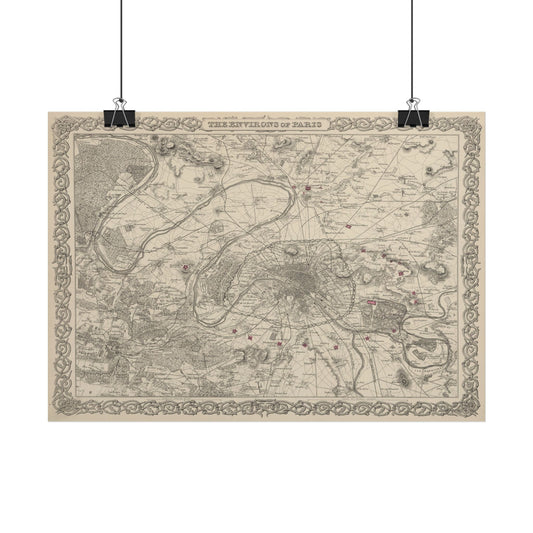 Antique Map of Paris (1886) — G.W. Colton, The Environs of Paris