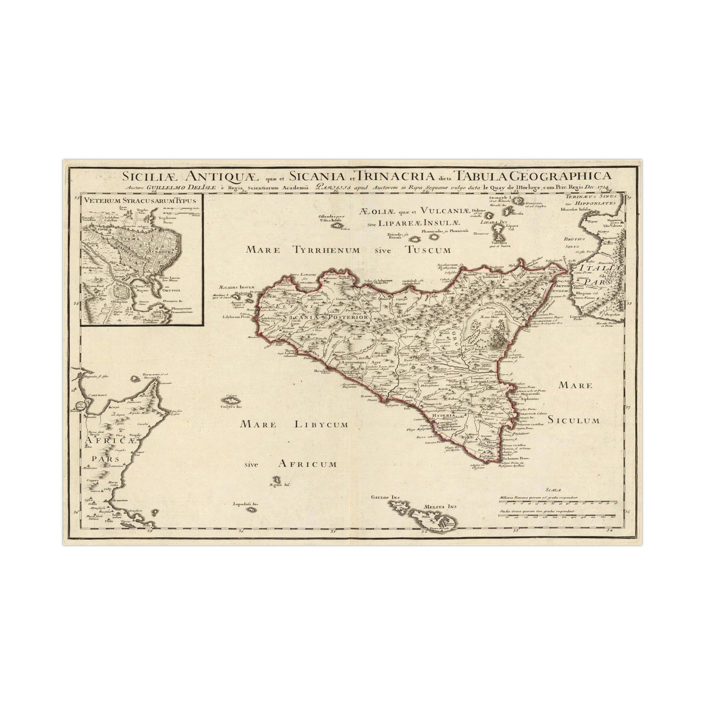 Sicily - 18th Century Map (Museum Paper Print)