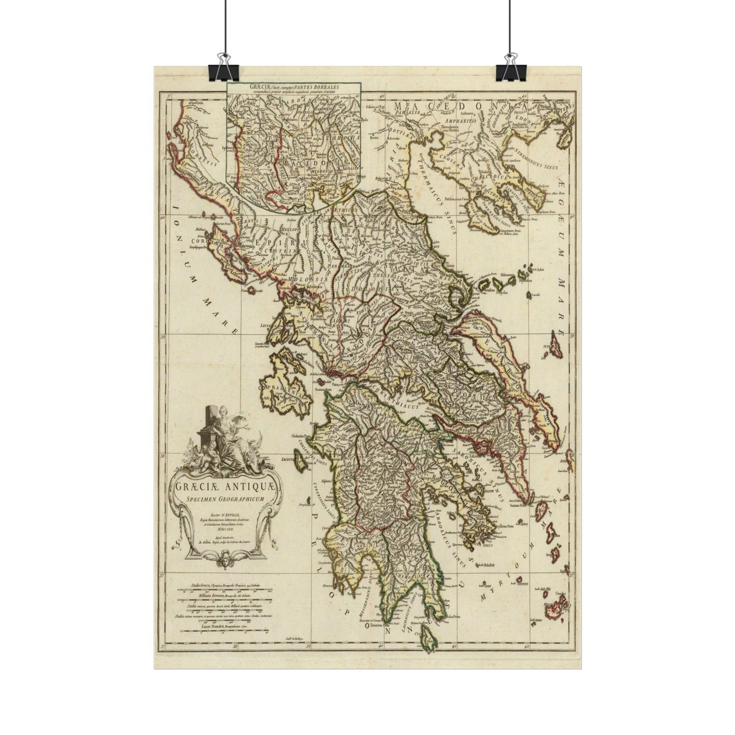 Antique Map of Ancient Greece (1762) — J.B.B. d’Anville, Graeciae Antiquae, Paris