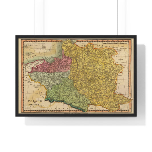 Poland - 19th Century Map (Premium Wood Frame)