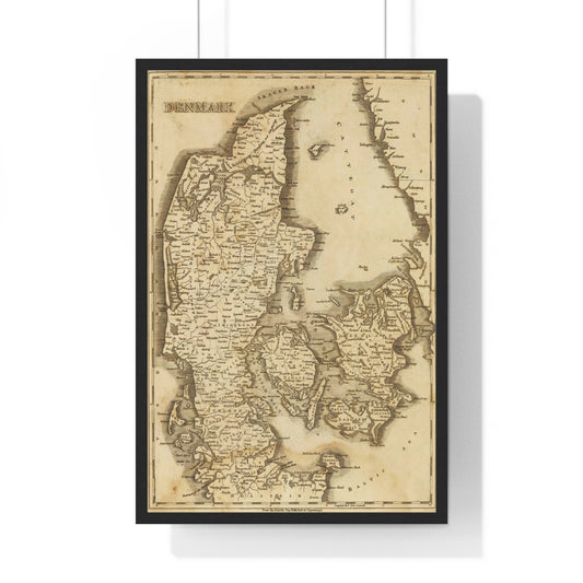 Denmark - 19th Century Map (Premium Wood Frame)