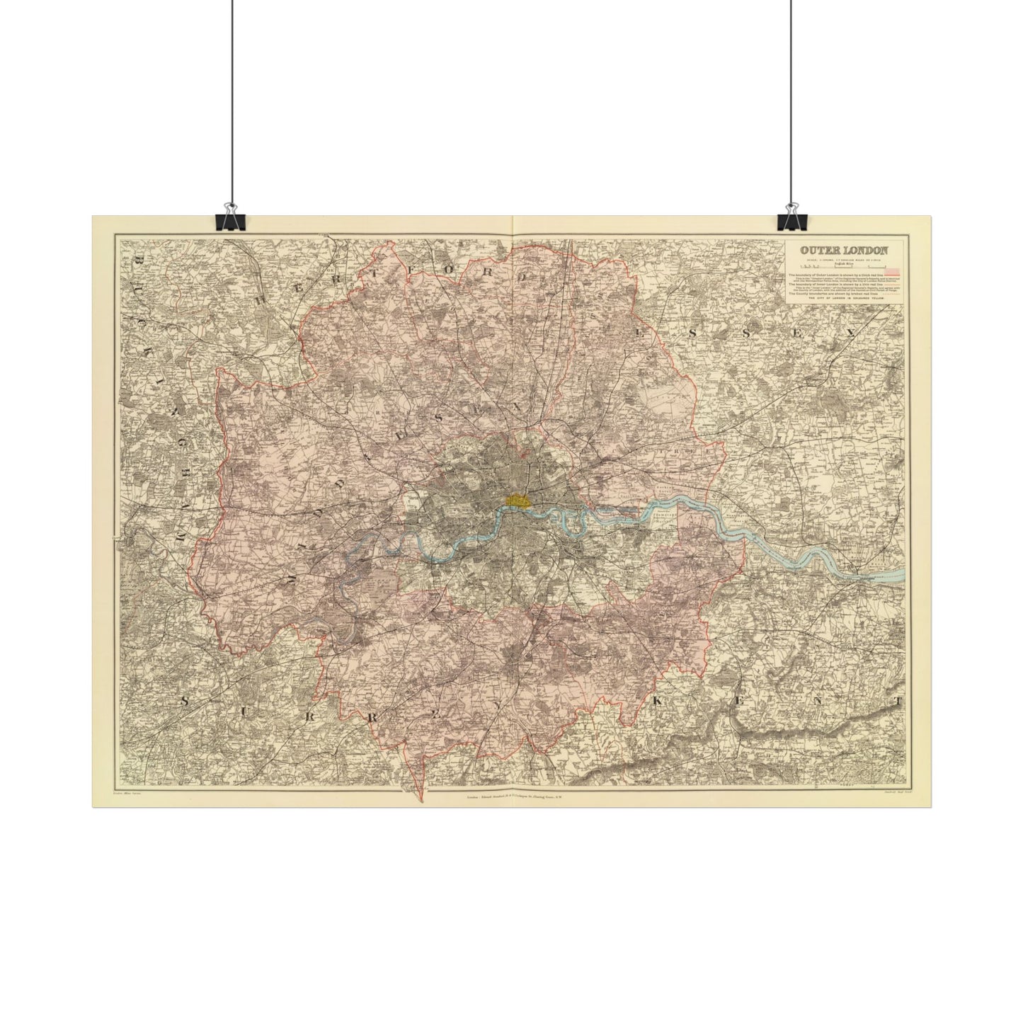 Antique Map of London (1901) — Edward Stanford, Outer London, Charing Cross Edition