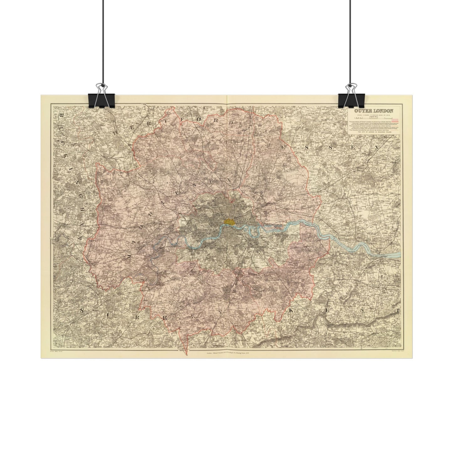 Antique Map of London (1901) — Edward Stanford, Outer London, Charing Cross Edition