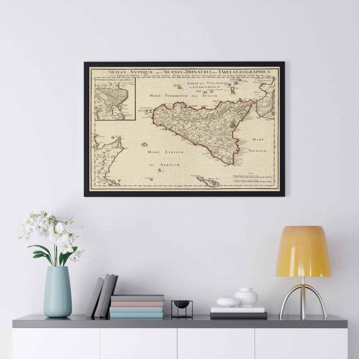 Sicily - 18th Century Map (Premium Wood Frame)