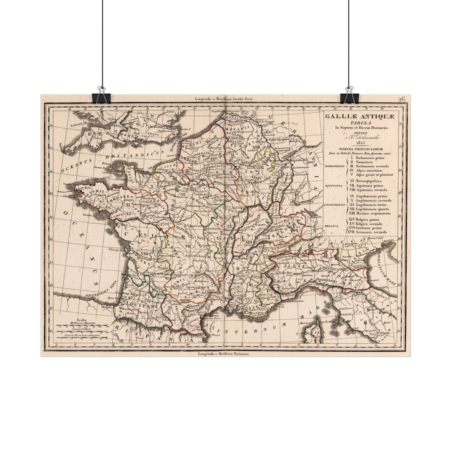 Antique Map of Ancient Gaul (1825) — Félix Delamarche, Galliae Antiquae, Paris