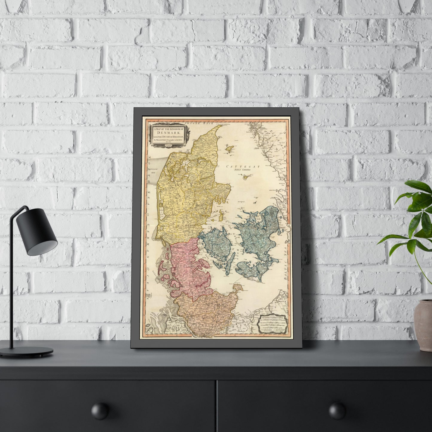 Antique Map of Denmark & Holstein (1790) — (Framed Print) William Faden, Geographer to the King