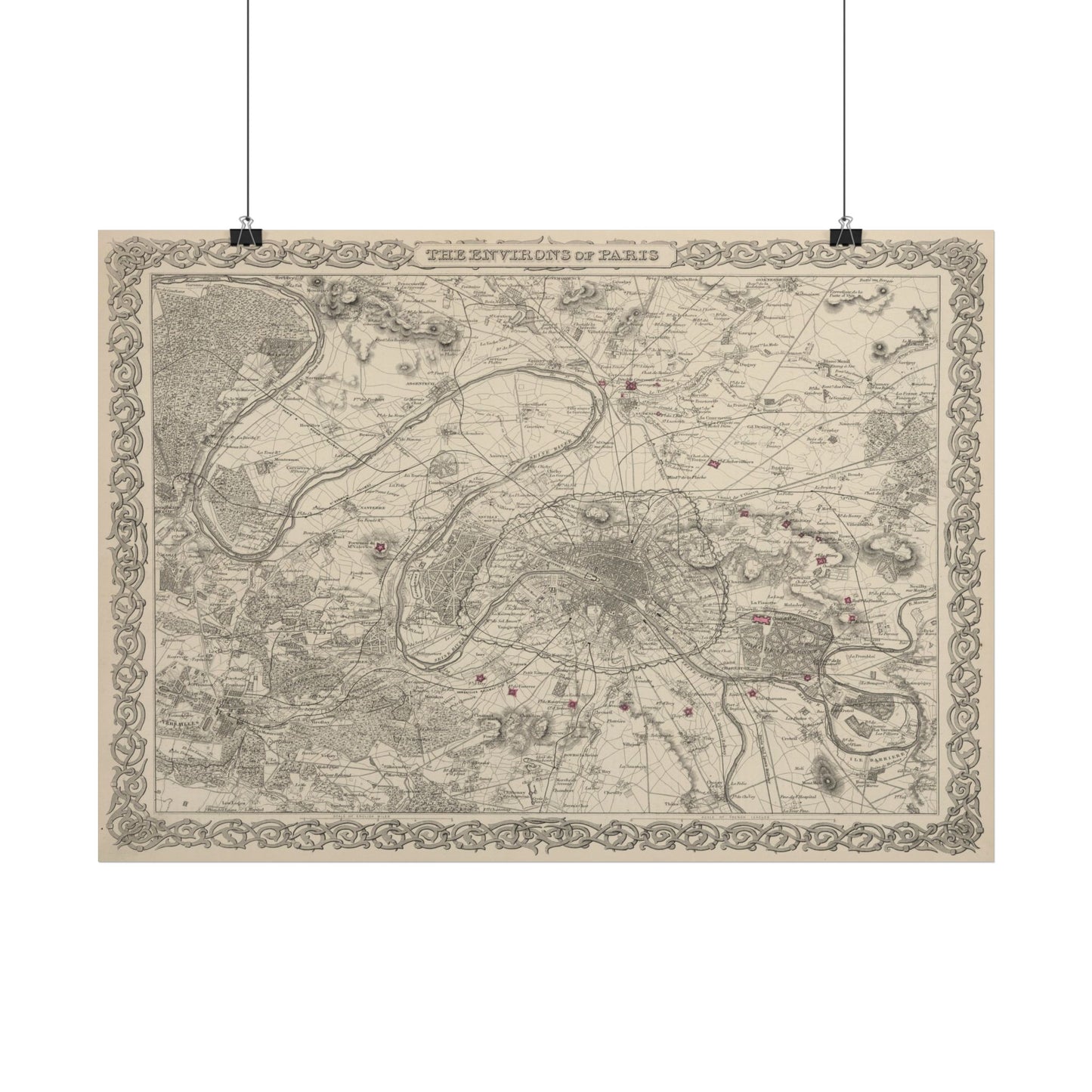 Antique Map of Paris (1886) — G.W. Colton, The Environs of Paris