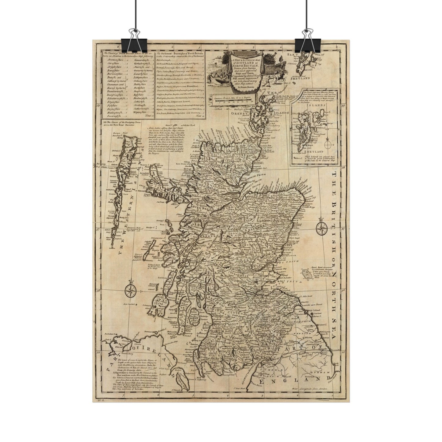 Antique Map of Scotland (1747) — Emanuel Bowen, A Complete System of Geography, London