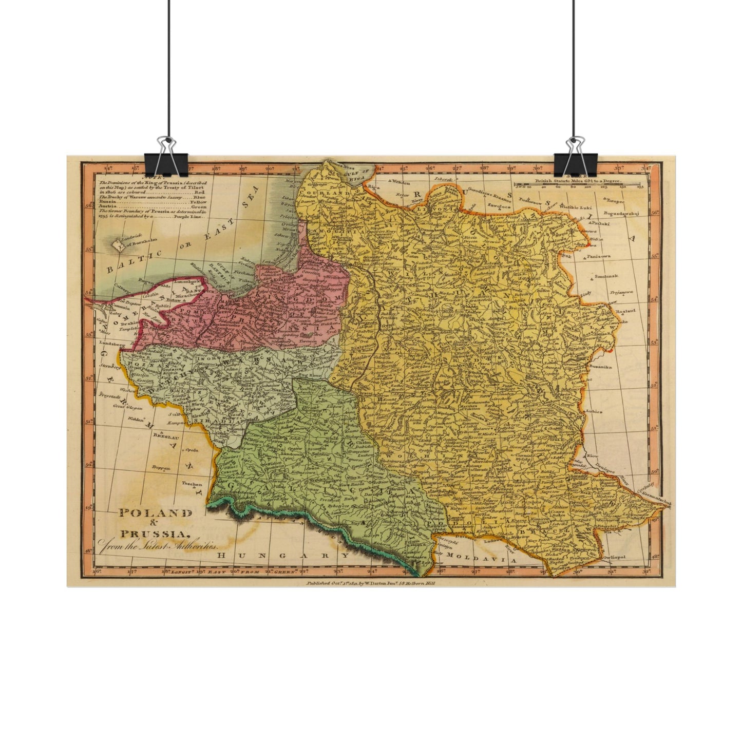 Antique Map of Poland & Prussia (1811) — William Darton, Union Atlas, London