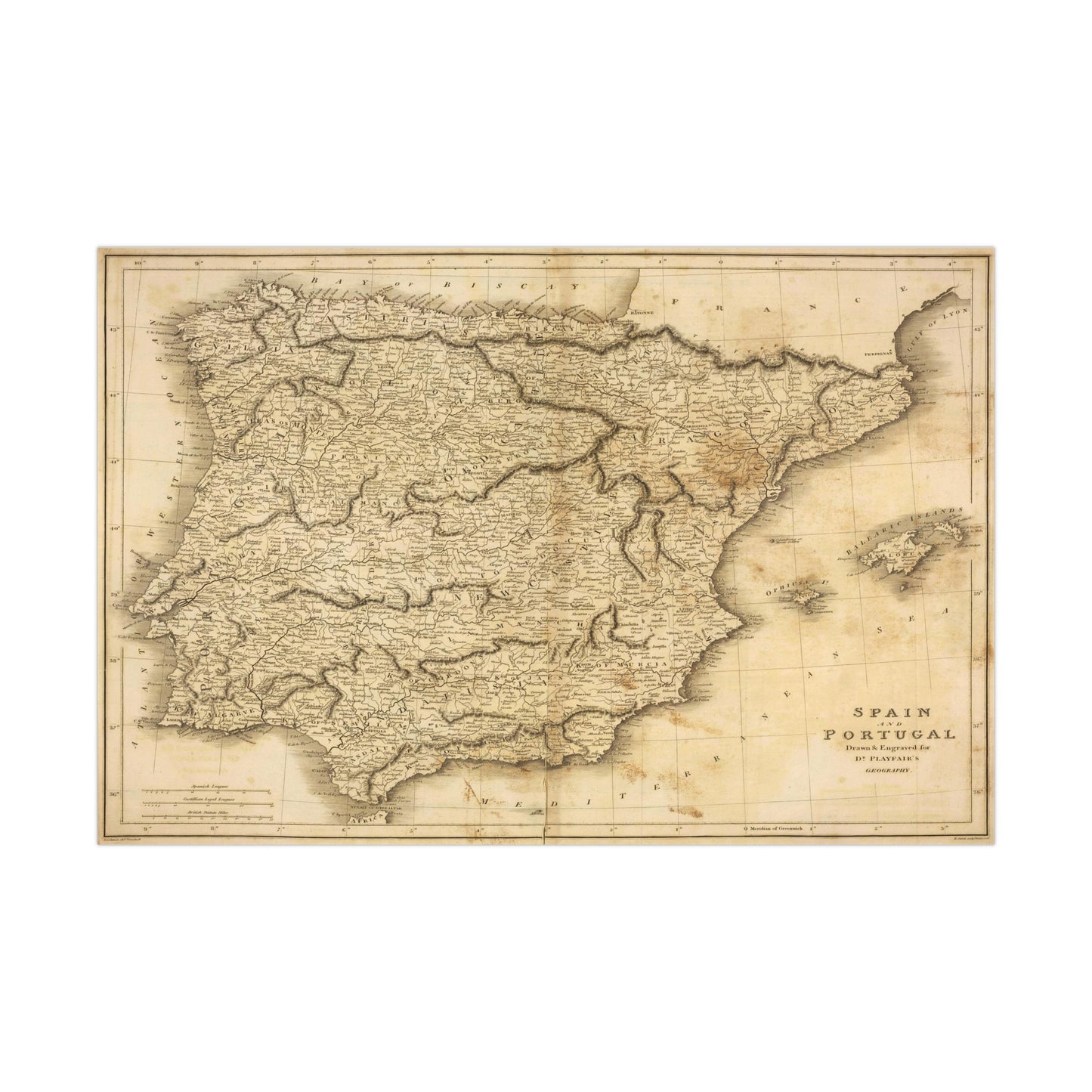 Spain & Portugal - 1814 Map (Museum Paper Print)