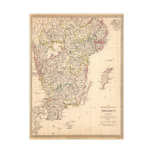 Sweden - 19th Century Map (Museum Paper Print)