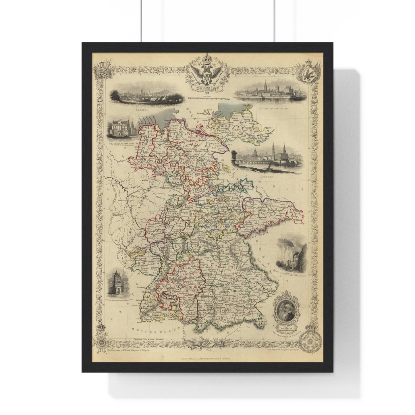 Germany - 1851 Map (Premium Wood Frame)