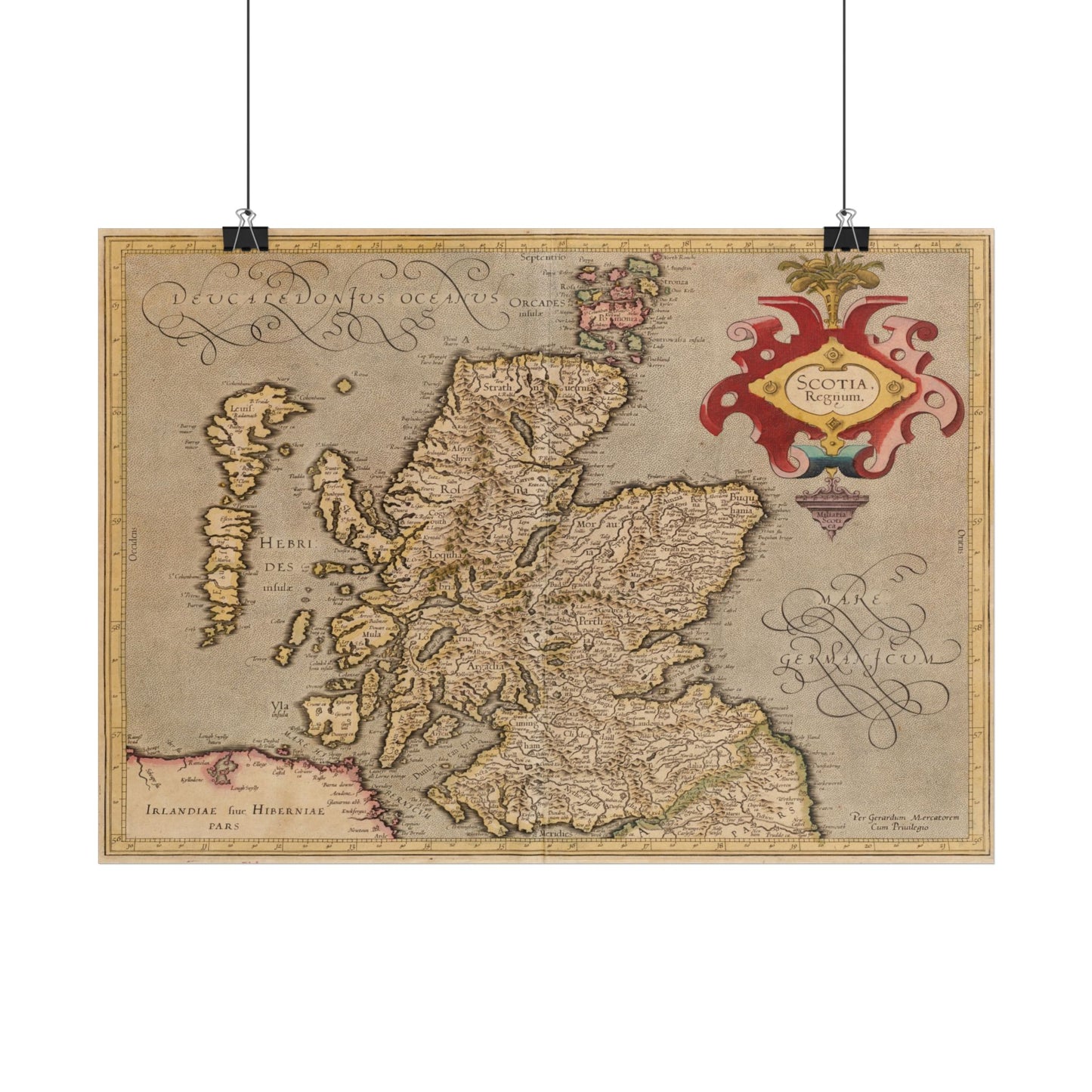 Antique Map of Scotland (1628) — Gerardus Mercator, Scotia Regnum, Early 17th Century