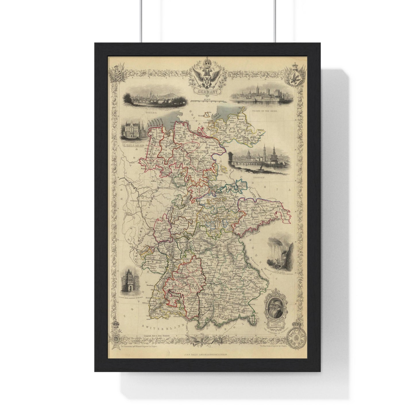 Germany - 1851 Map (Premium Wood Frame)