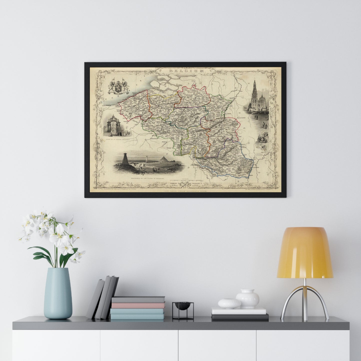 Belgium - 19th Century Map (Premium Wood Frame)